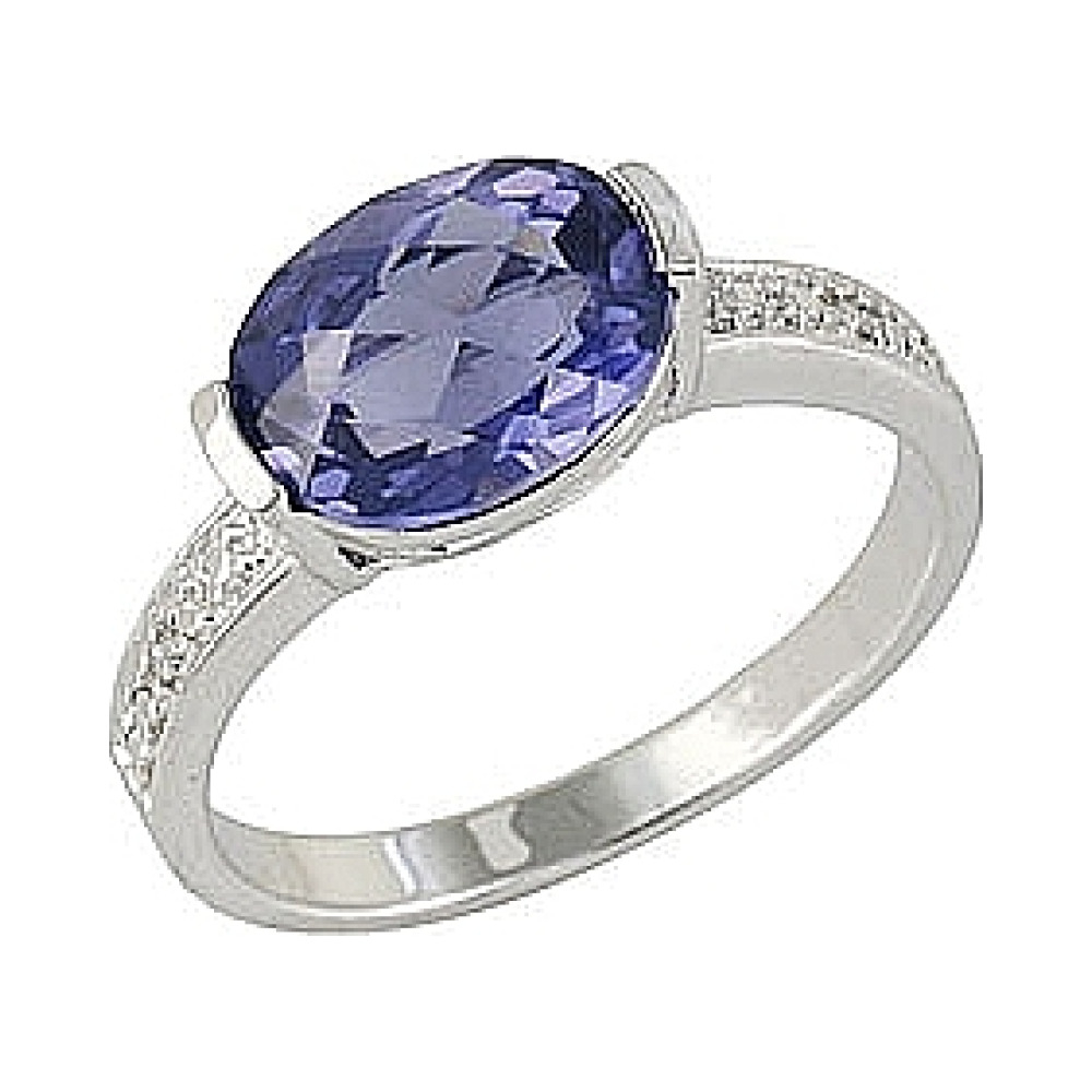 Серебряное кольцо с имитац. корунда и фианитом № 68617