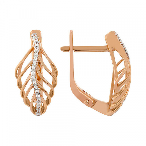 Золотые серьги с фианитом № 103816