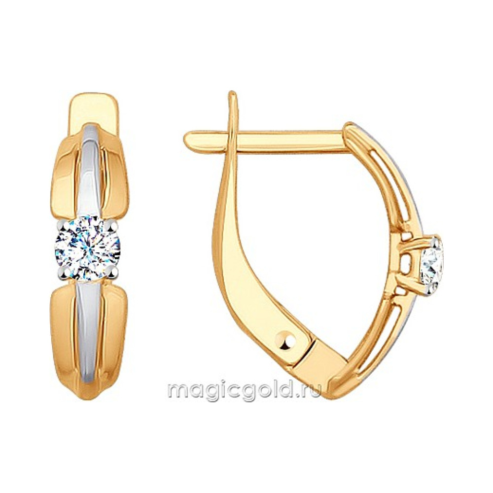 Золотые серьги с фианитом № 165867