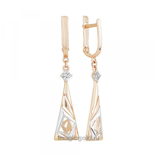 Золотые серьги с фианитом № 155855