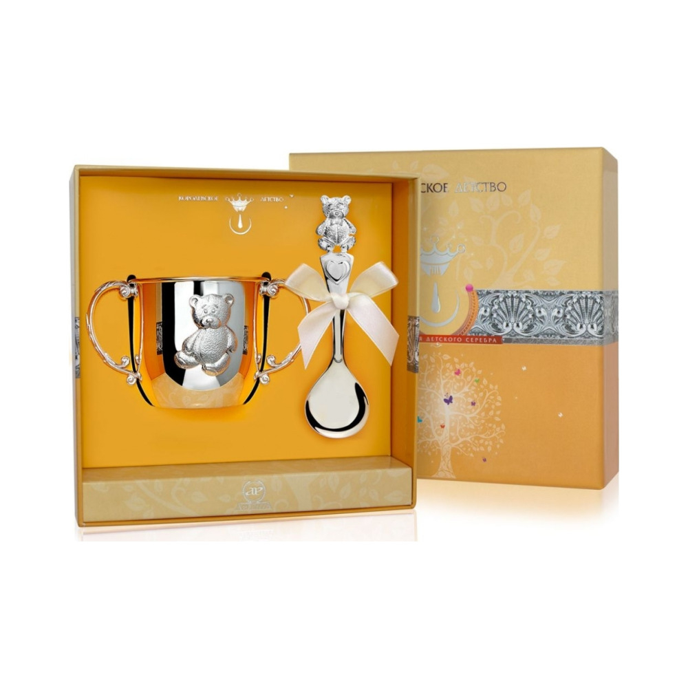Набор детского серебра с поильником «Мишка»
