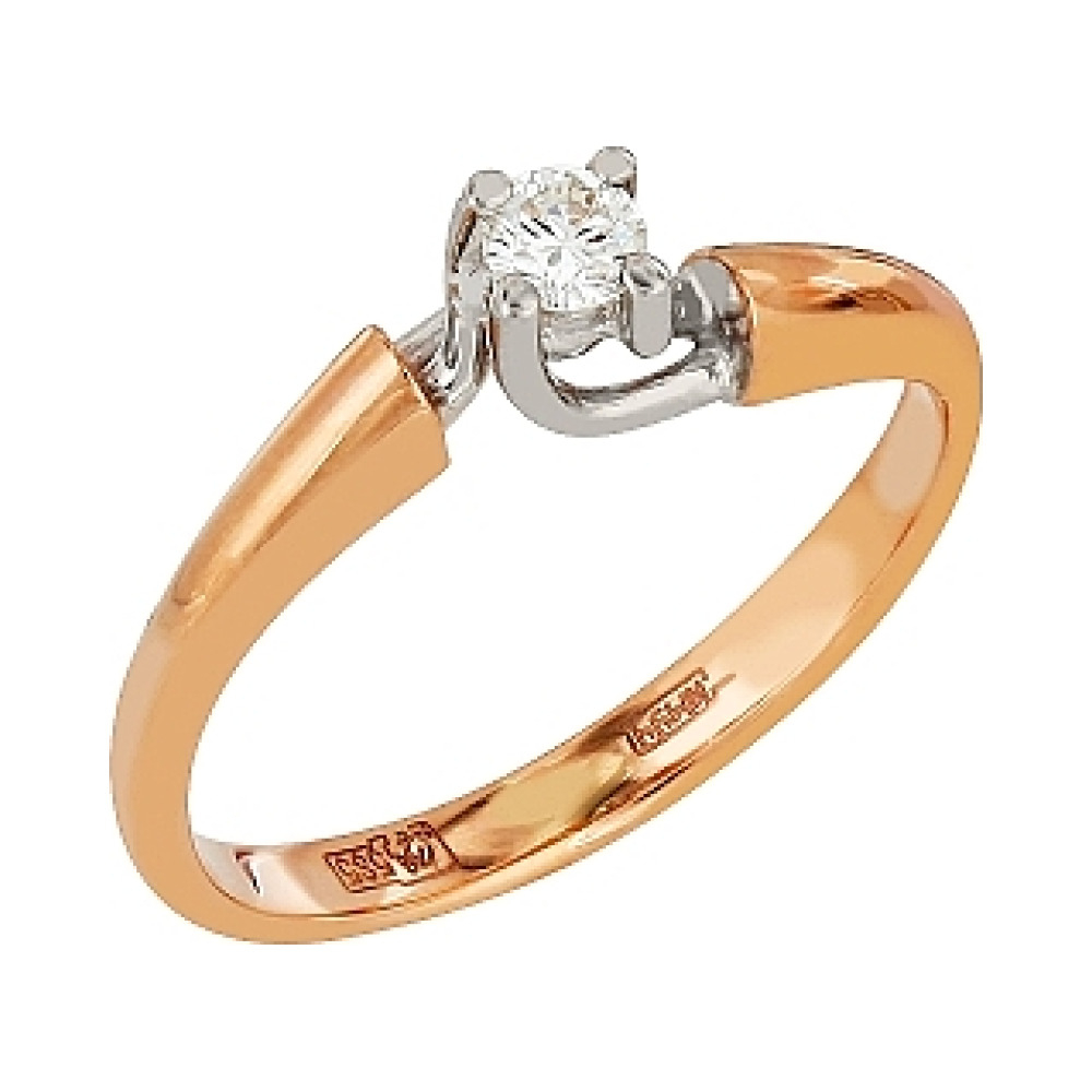 Золотое кольцо с бриллиантом № 112264