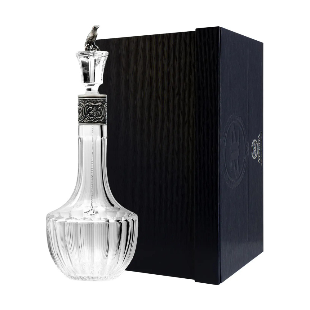 Графин для водки Жаворонок с чернением из серебра 925 пробы