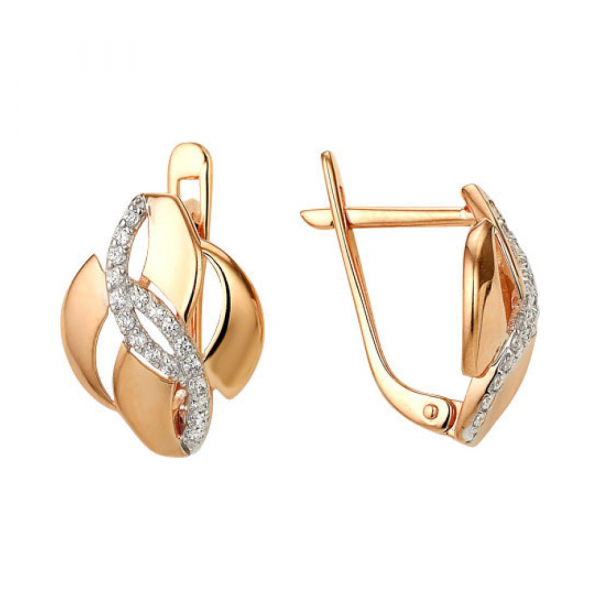 Золотые серьги с фианитом № 141131