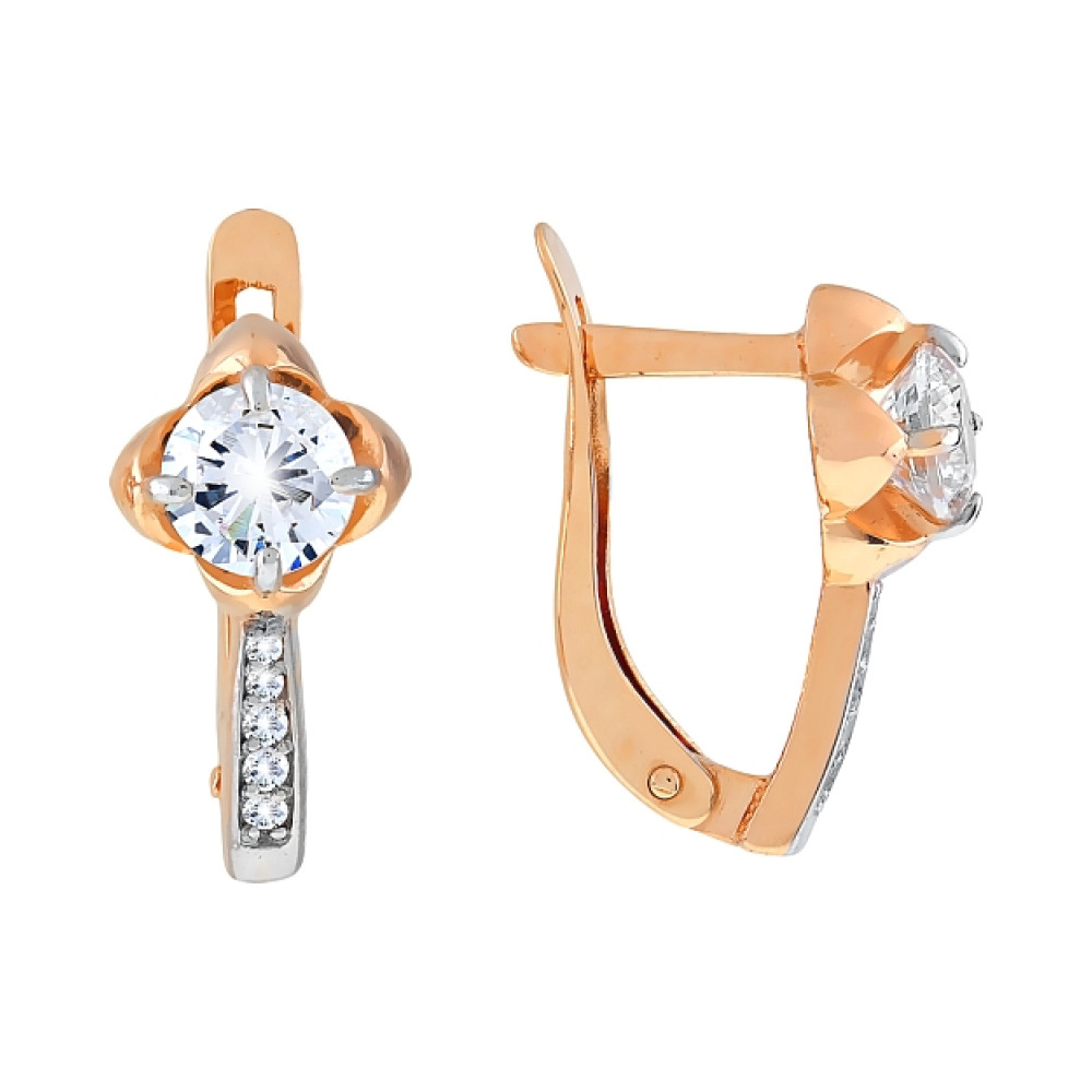 Золотые серьги с фианитами № 112780