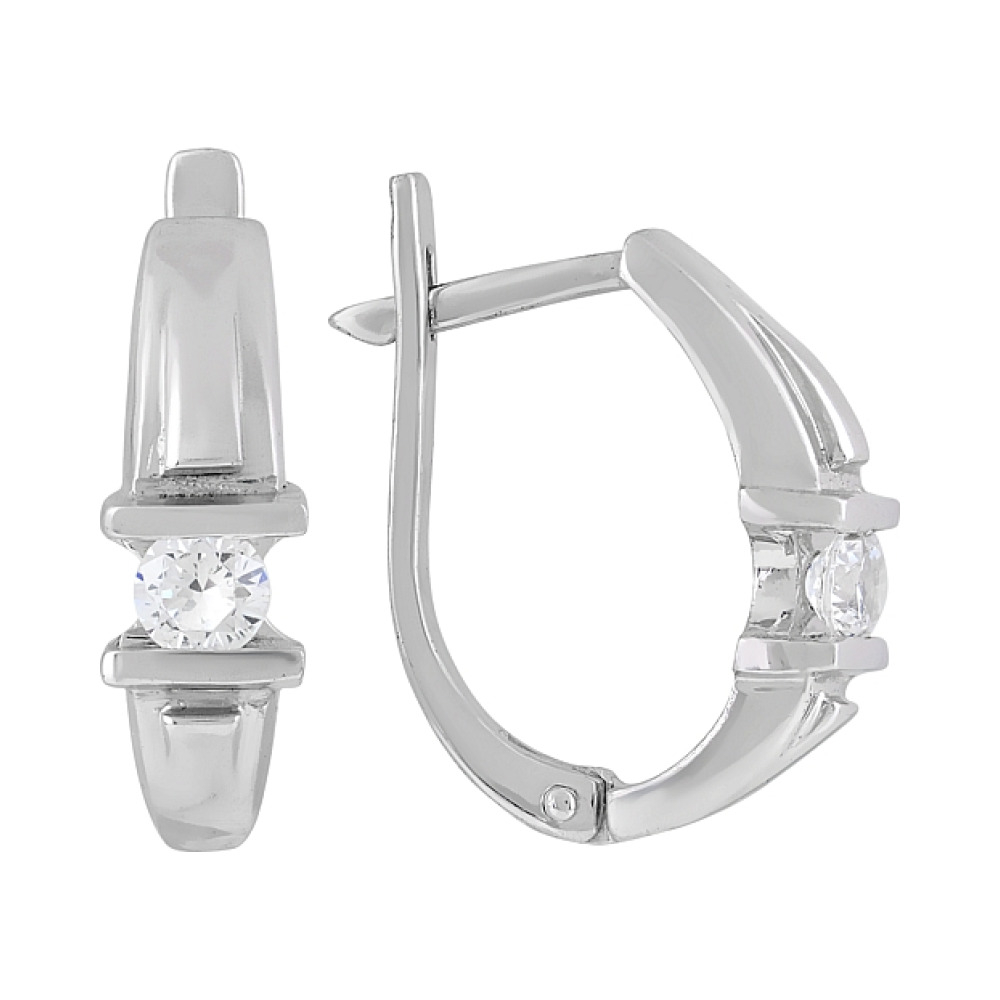 Золотые серьги с бриллиантом № 98773