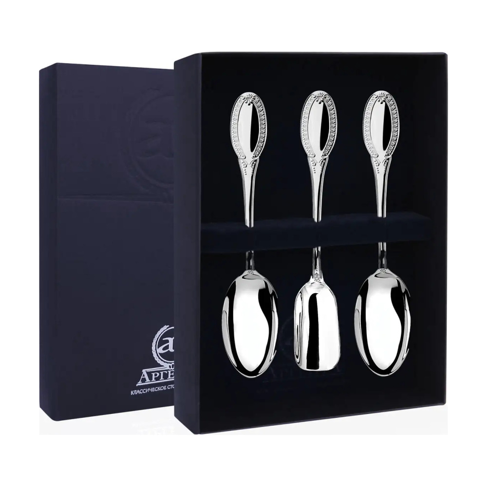 Набор чайный Император: Ложка чайная, совок для сахара из серебра 925 пробы