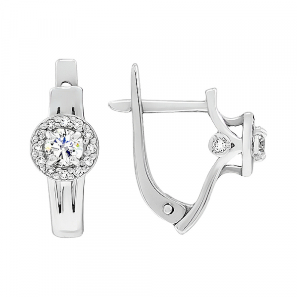 Золотые серьги с бриллиантом № 112417