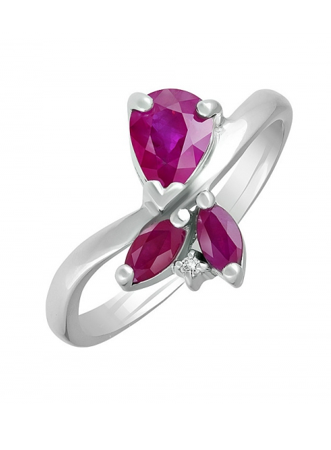 Серебряное кольцо с рубином и фианитом № 130247