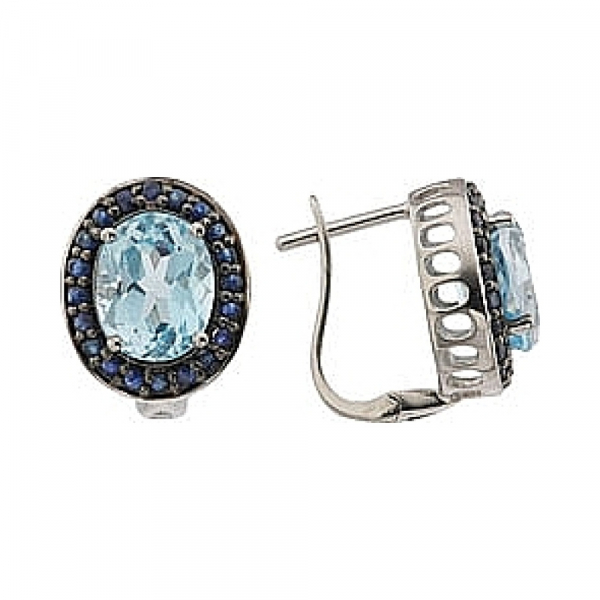 Золотые серьги с сапфиром и топазом № 63027