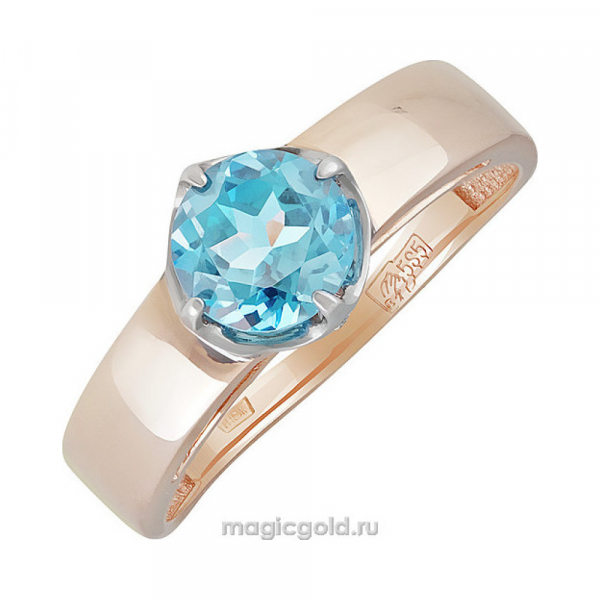 Золотое кольцо с топазом и фианитом № 139179