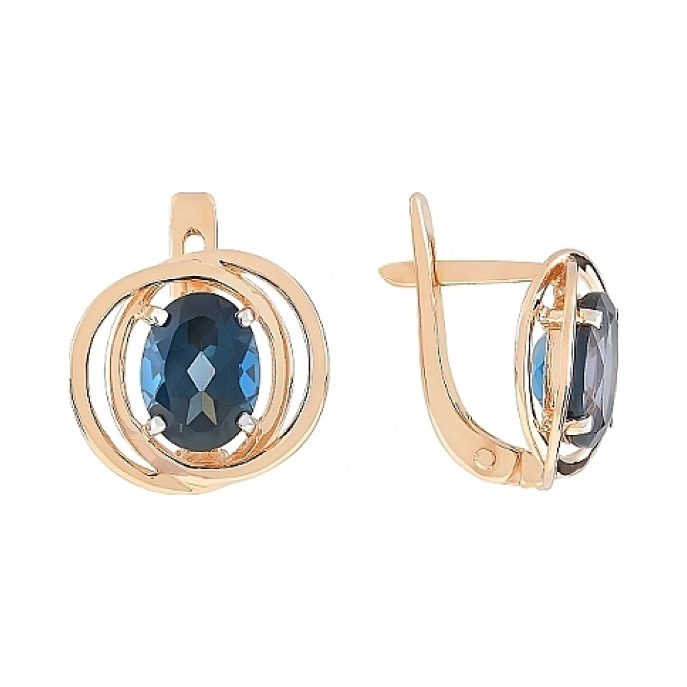 Золотые серьги с топазом № 111777
