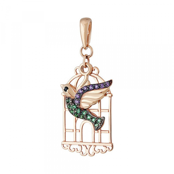 Золотая подвеска с фианитом № 136954