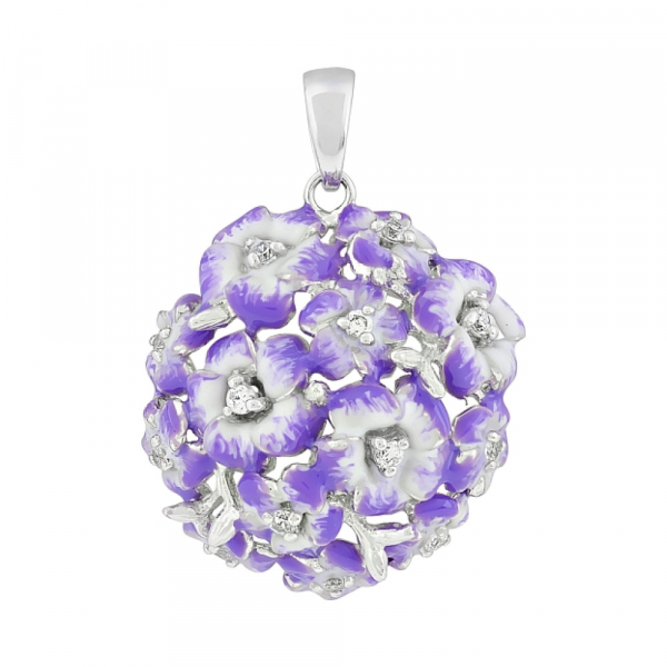 Серебряная подвеска с фианитом и эмалью № 106204