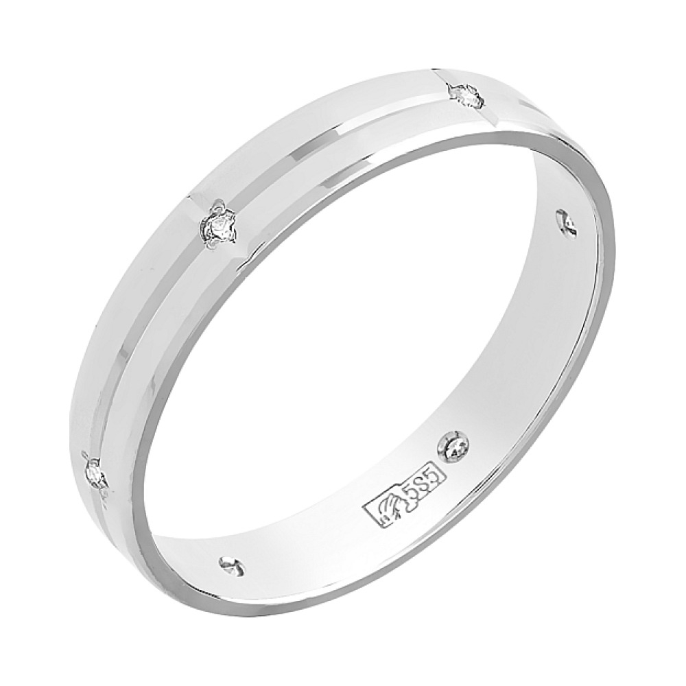 Золотое кольцо обручальное с фианитом 4мм № 96594