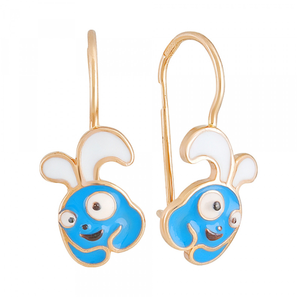 Золотые серьги с эмалью № 129891