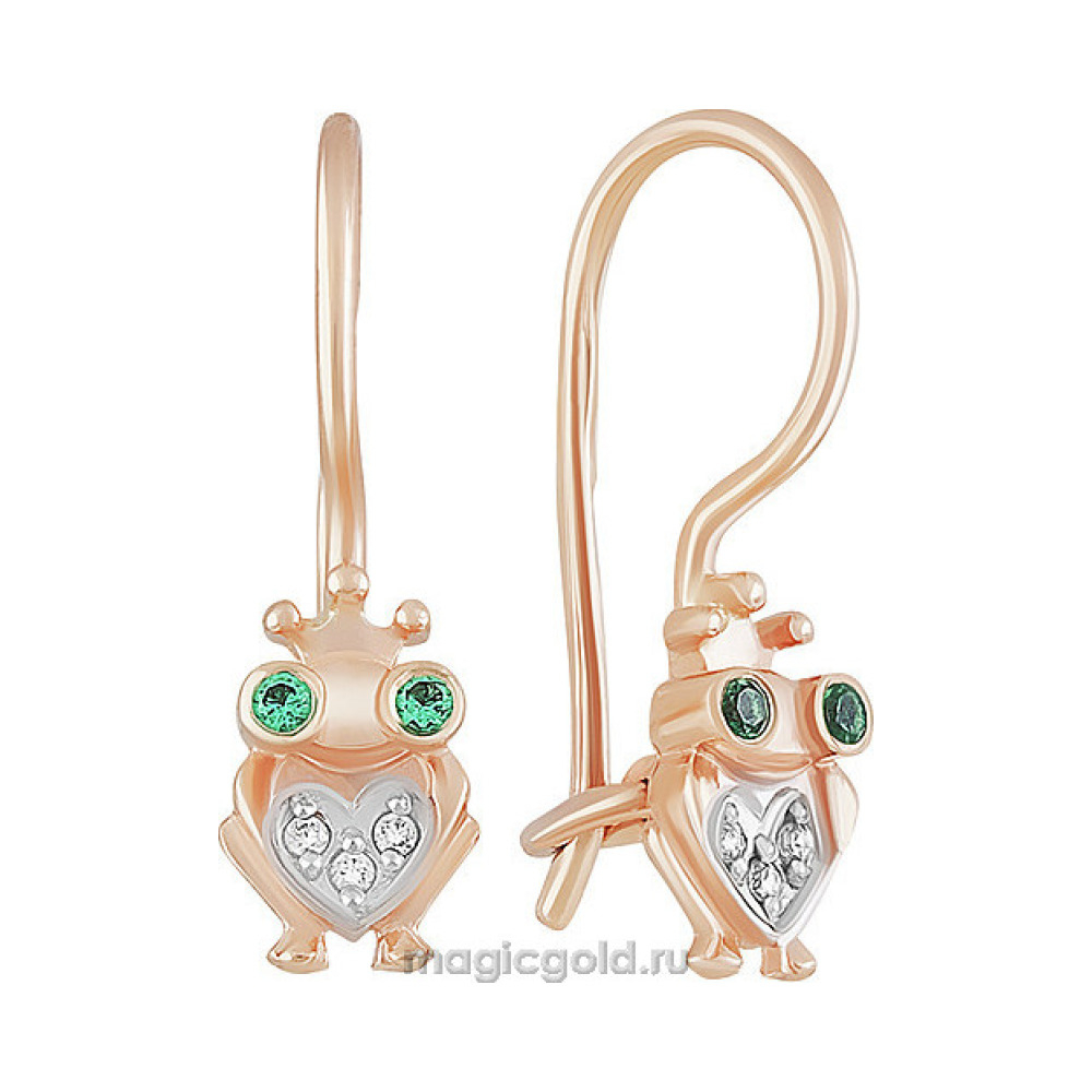 Золотые серьги с фианитом № 163224