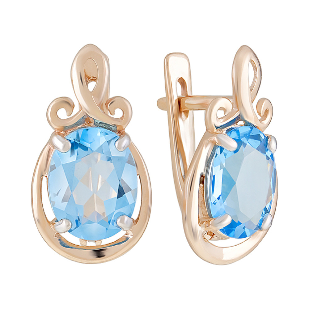 Золотые серьги с топазом № 124467