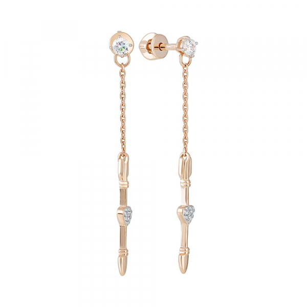 Золотые серьги с фианитами № 129184