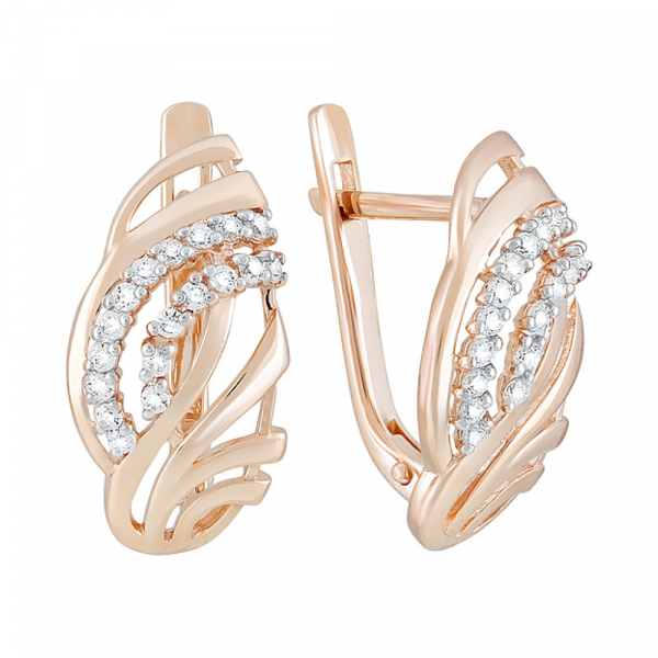 Золотые серьги с фианитами № 124740