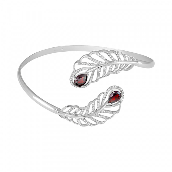 Серебряный браслет с гранатом и фианитом № 127637