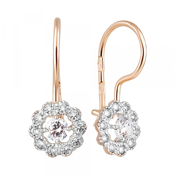 Золотые серьги с фианитами № 128979