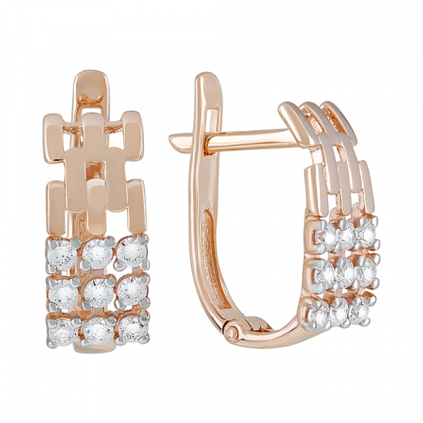 Золотые серьги с фианитами № 123449