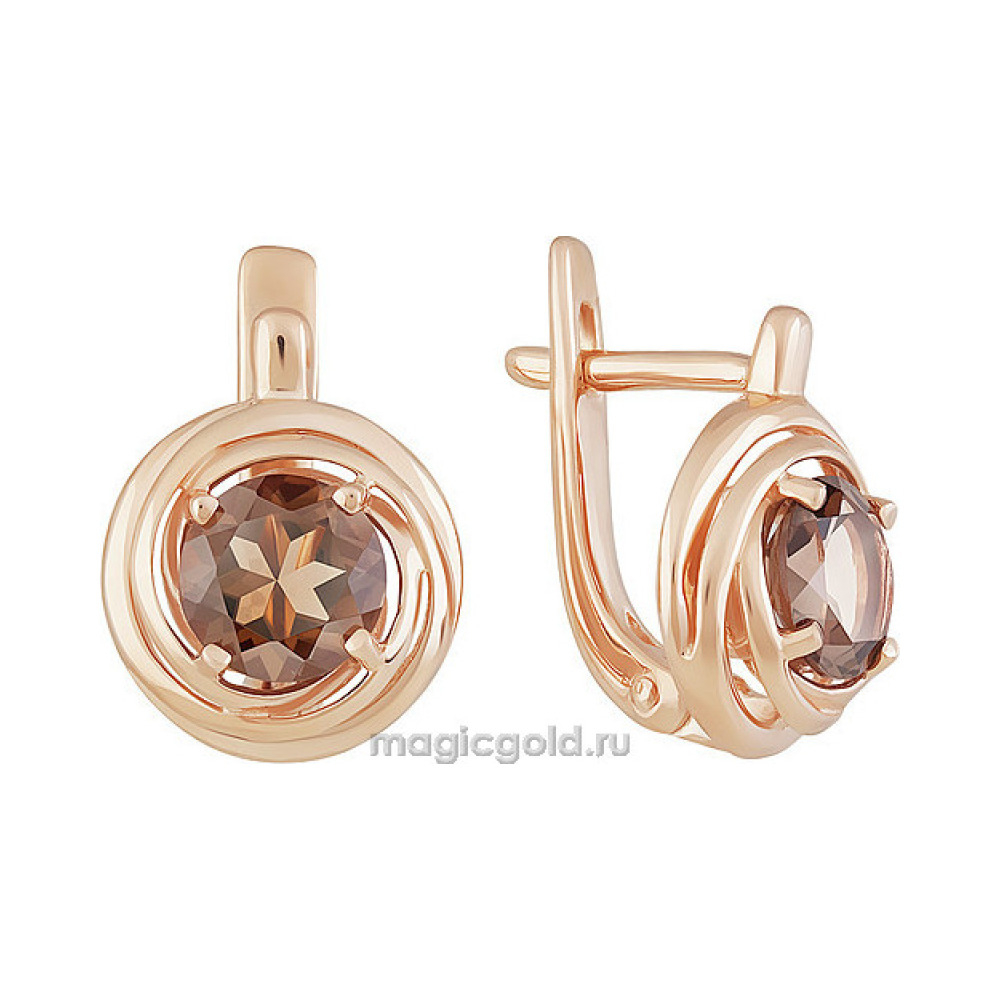 Золотые серьги с раухтопазом № 160620