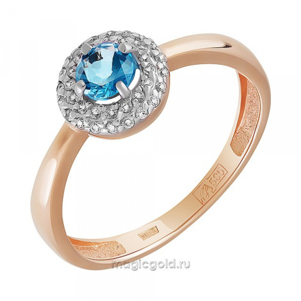 Золотое кольцо с топазом и фианитом № 163042