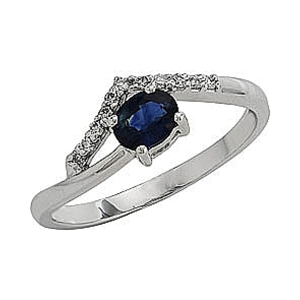 Золотое кольцо с бриллиантом и сапфиром № 81970