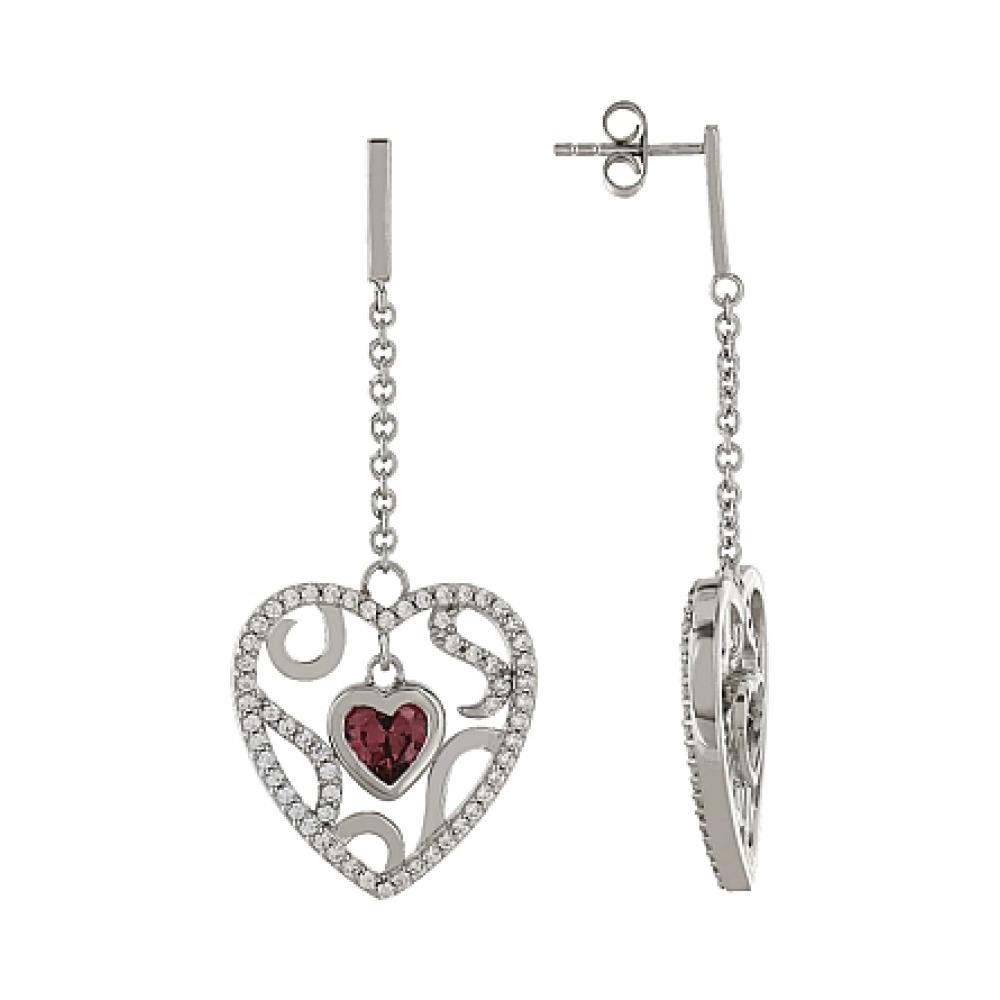 Серебряные серьги с фианитом № 82856