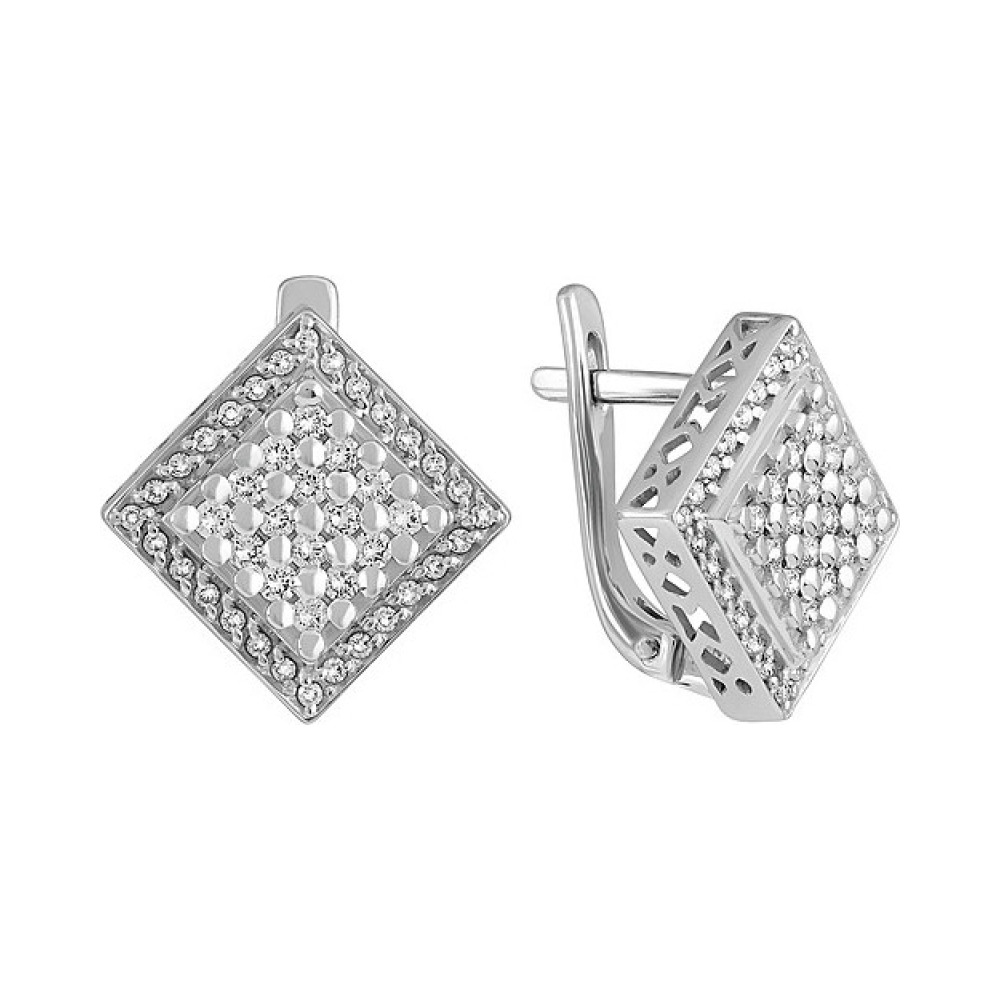 Золотые серьги с бриллиантом № 137750