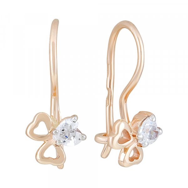 Золотые серьги с фианитом № 126088