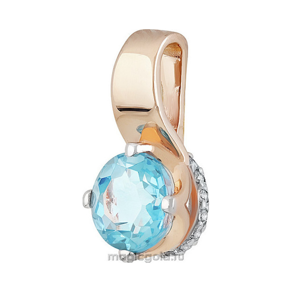 Золотая подвеска с топазом и фианитом № 139196