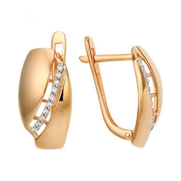 Золотые серьги с фианитом № 140240