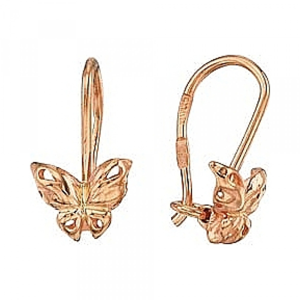  Золотые сережки бабочки № 28418