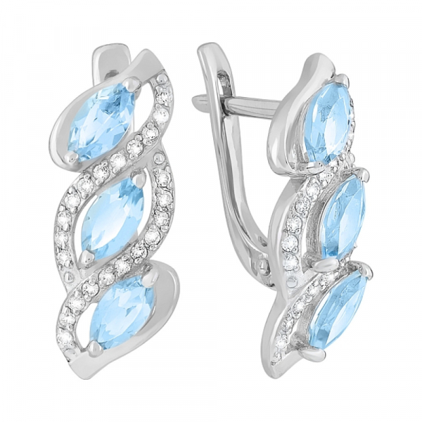 Золотые серьги с топазом и фианитом № 117974