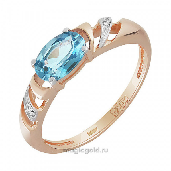 Золотое кольцо с топазом и фианитом № 159592