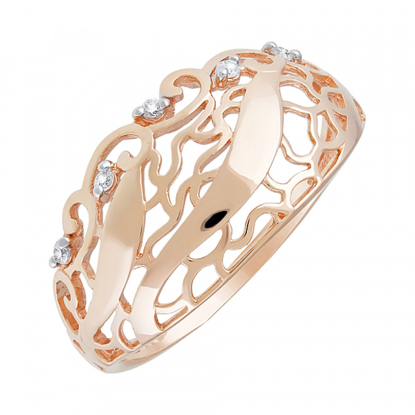 Золотое кольцо с фианитами № 127391