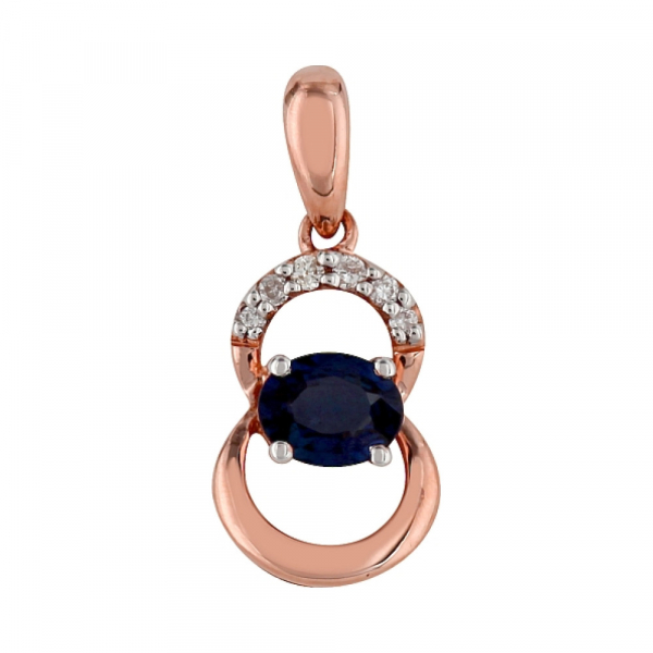 Золотая подвеска с бриллиантом и сапфиром № 98141