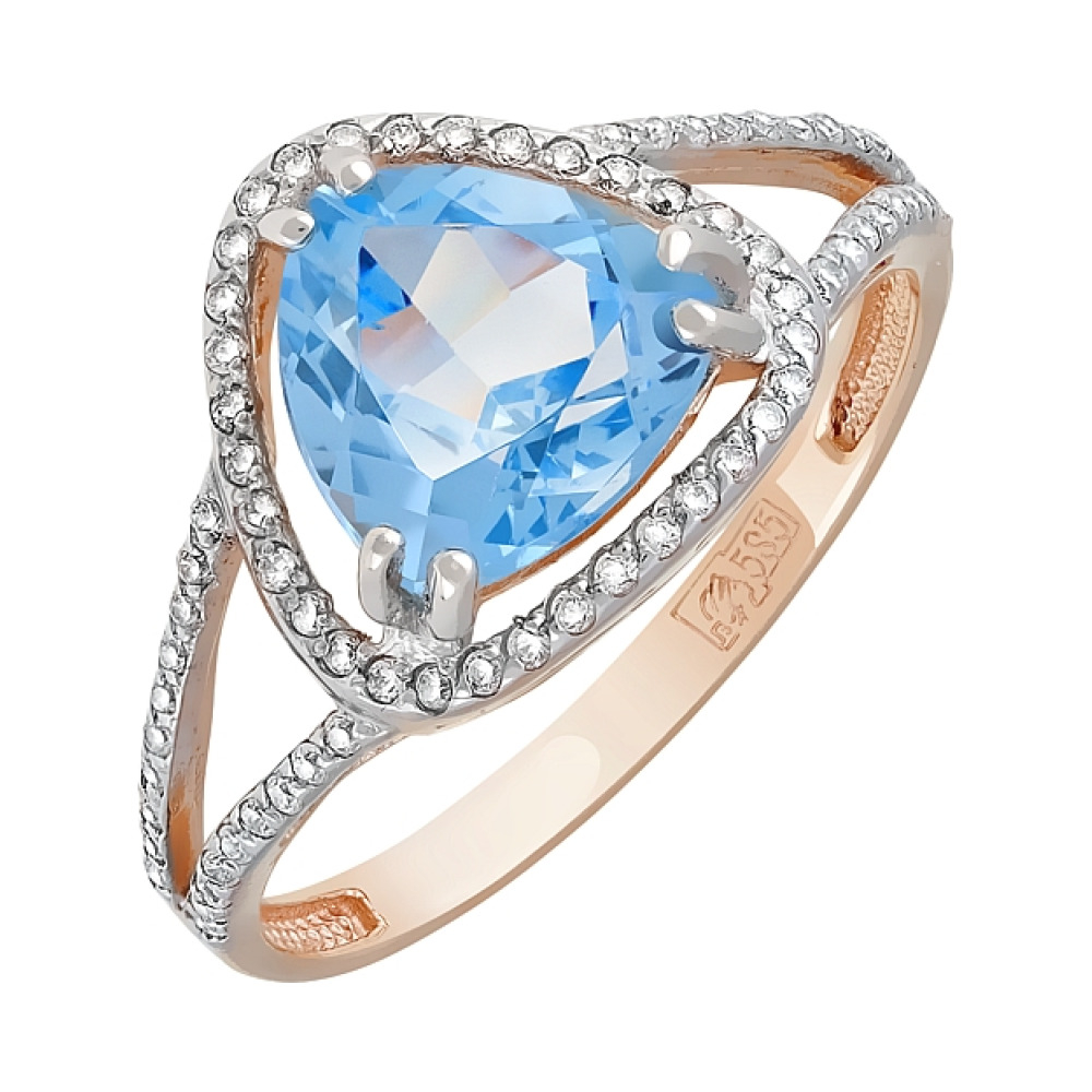 Золотое кольцо с топазом и фианитом № 119921