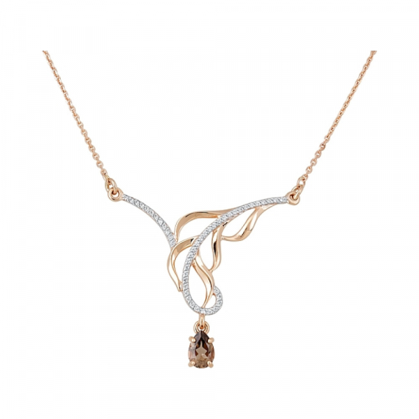 Золотое колье с раухтопазом и фианитом № 119732