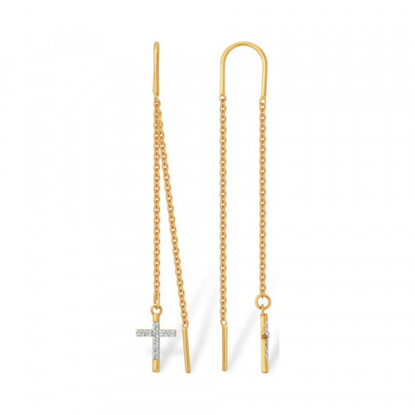 Золотые серьги с фианитом № 163228