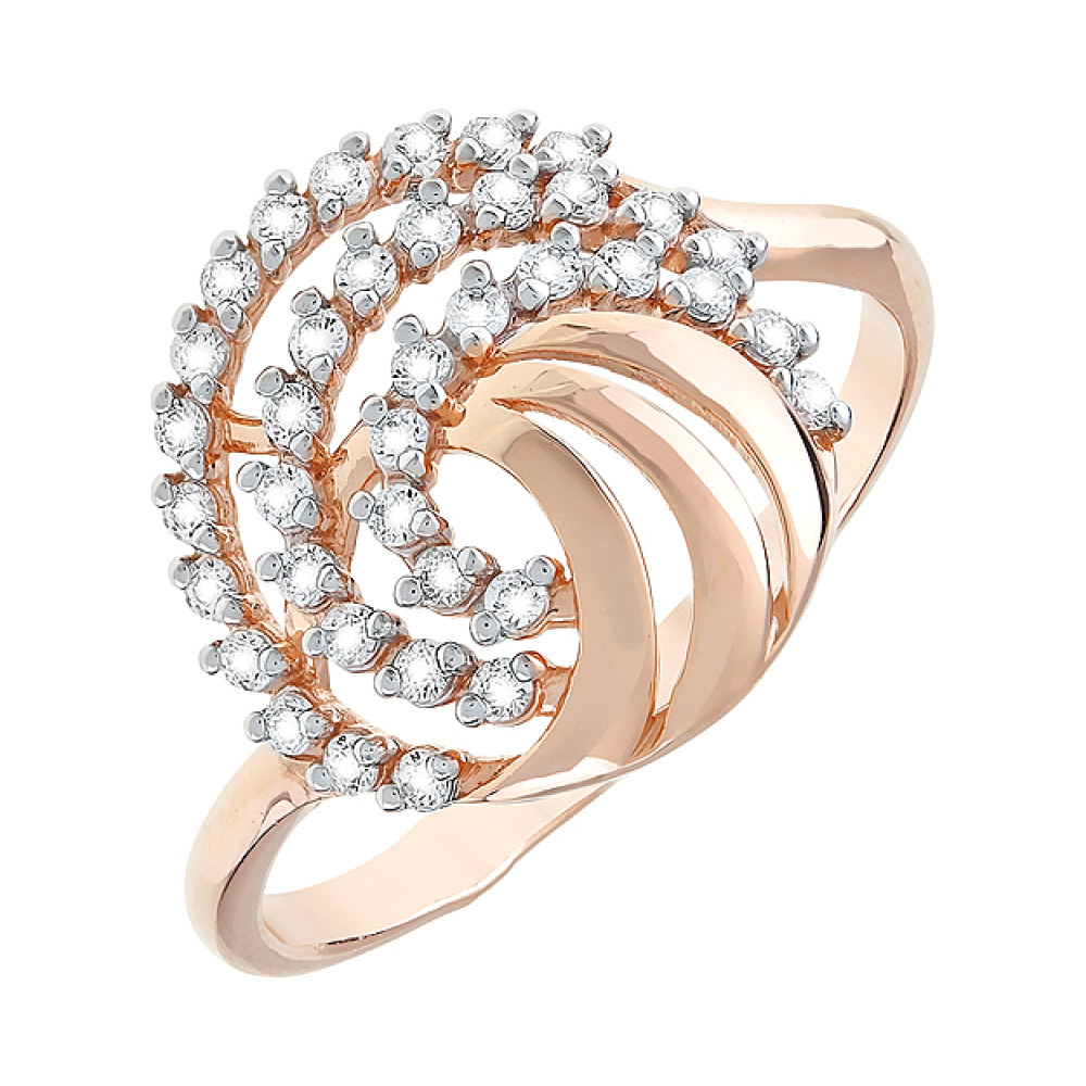 Золотое кольцо с фианитами № 112325