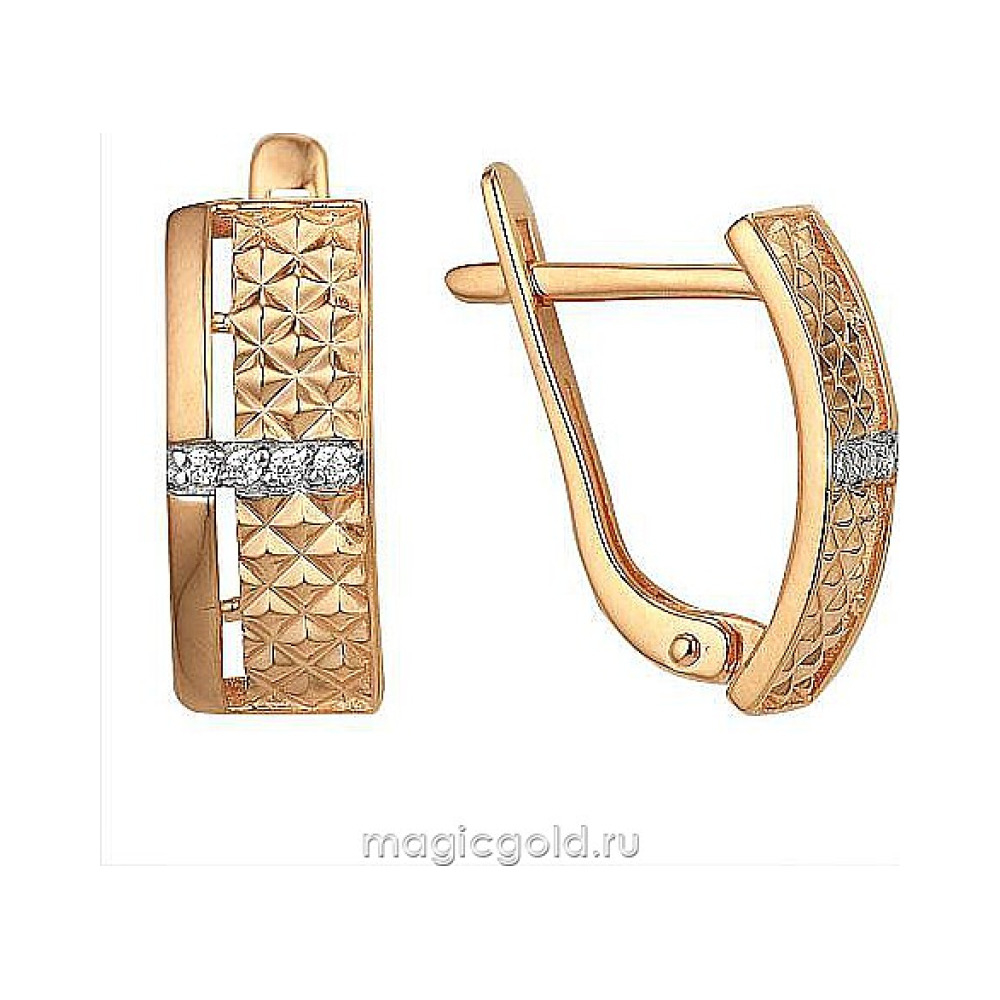 Золотые серьги с фианитом № 174008
