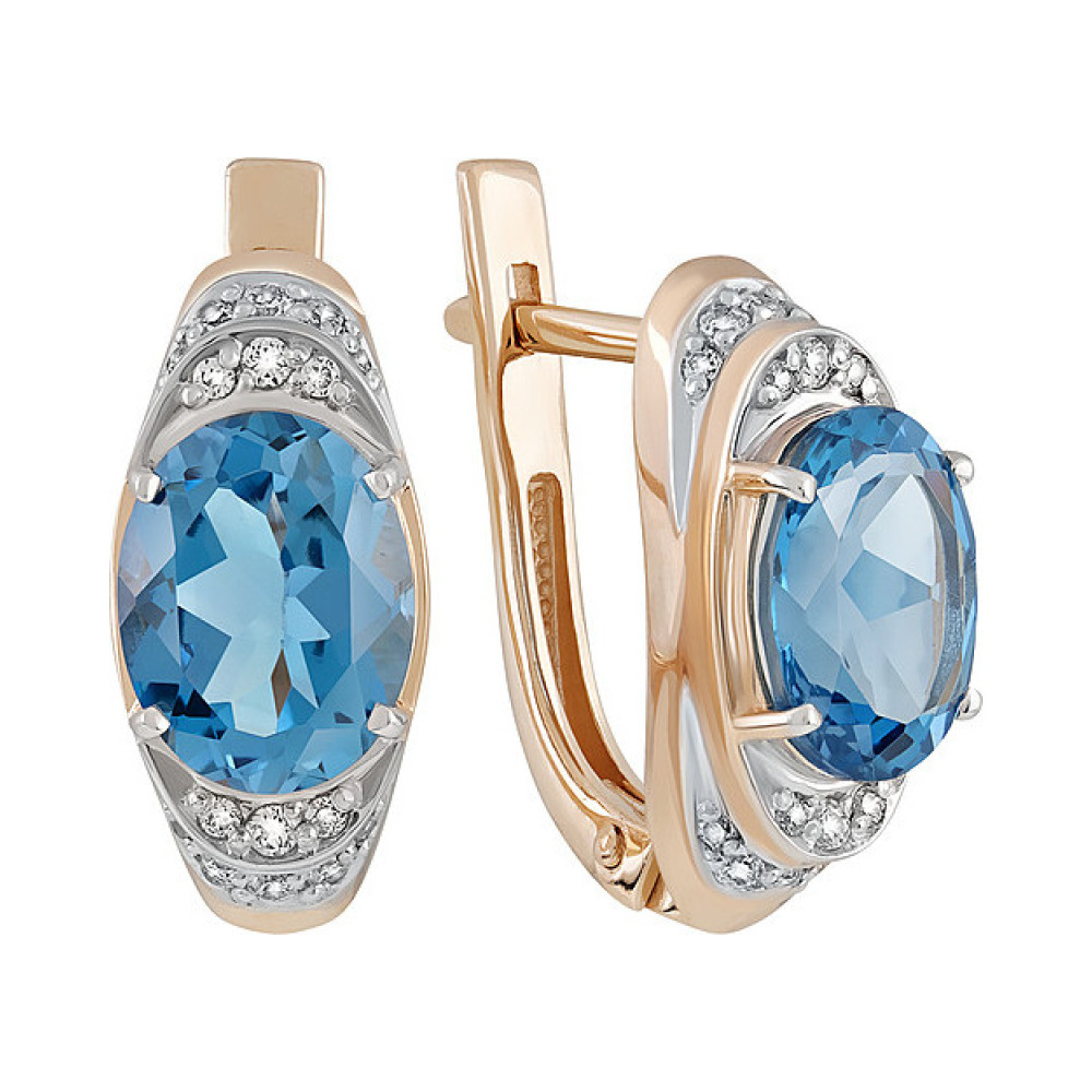 Золотые серьги с топазом и фианитом № 134490