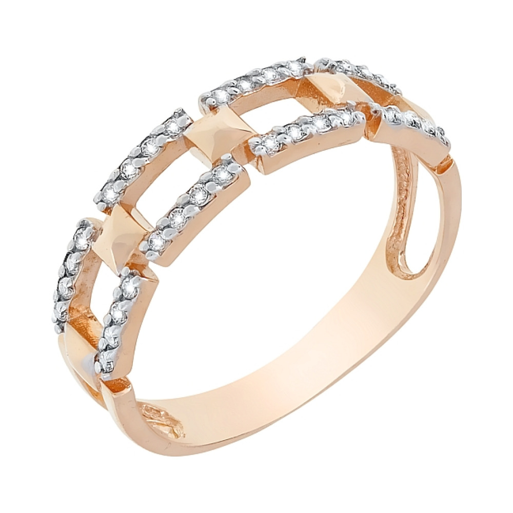 Золотое кольцо с фианитами № 116531