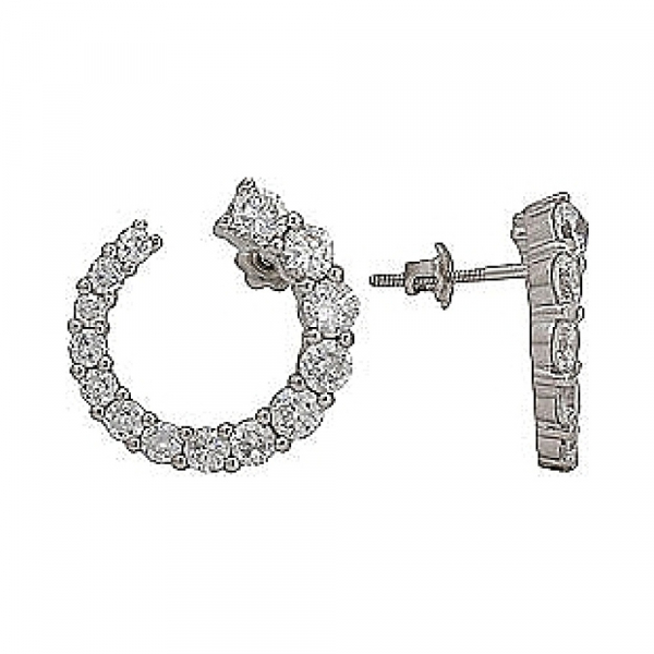 Серебряные серьги с фианитом № 70827