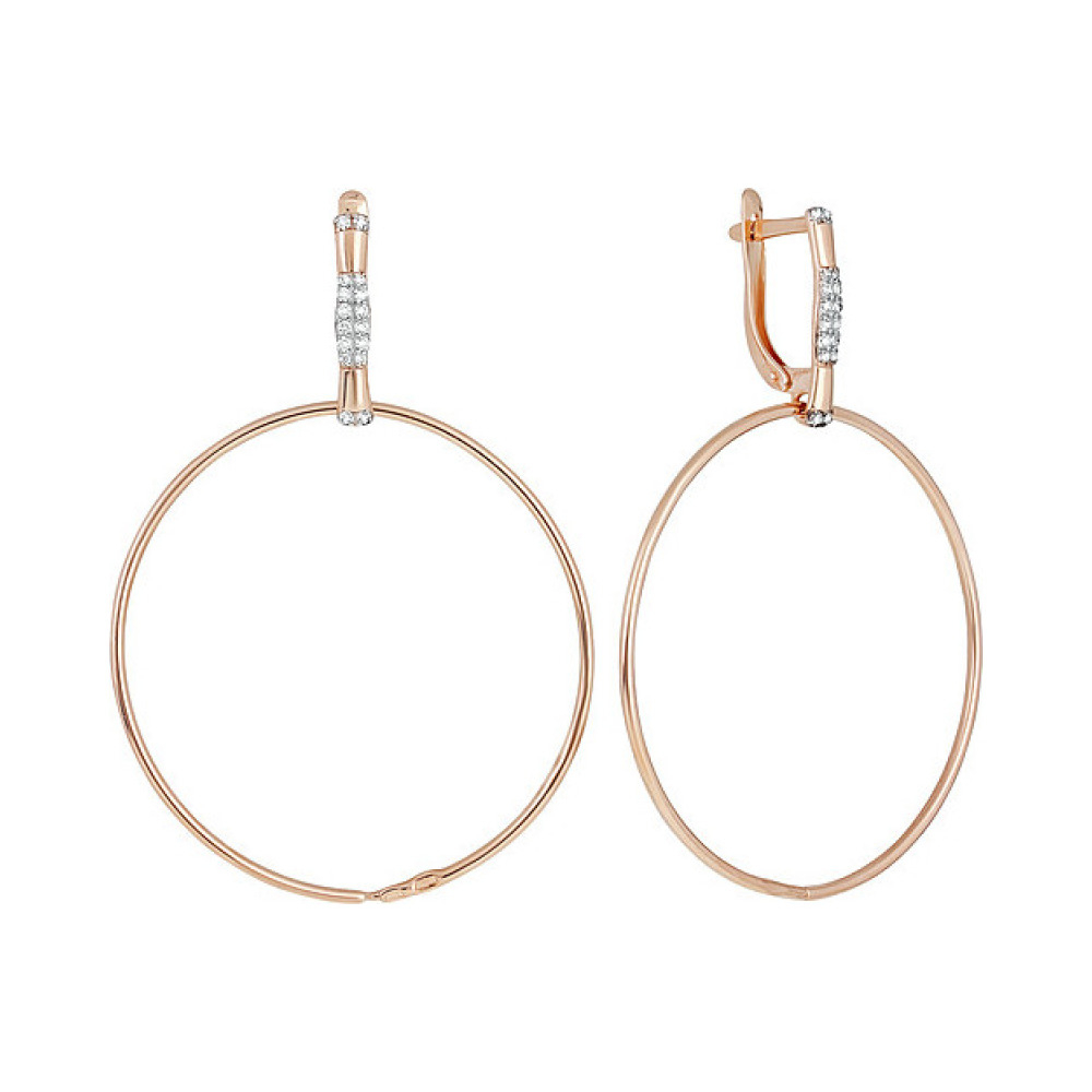 Золотые серьги с фианитом № 137147