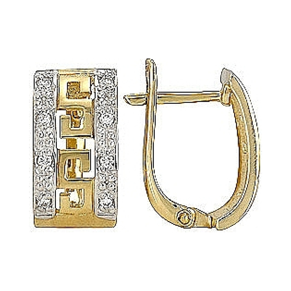 Золотые серьги с бриллиантом № 72653